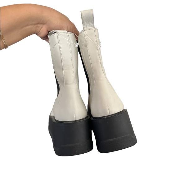 FREE PEOPLE Imogen Chelsea Platform Leather White Black Boots - Picture 6 of 14